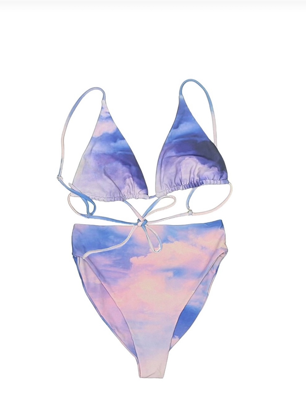 Skatie 2-Piece Pastel Pink and Blue Cloud Print Bikini Set Large